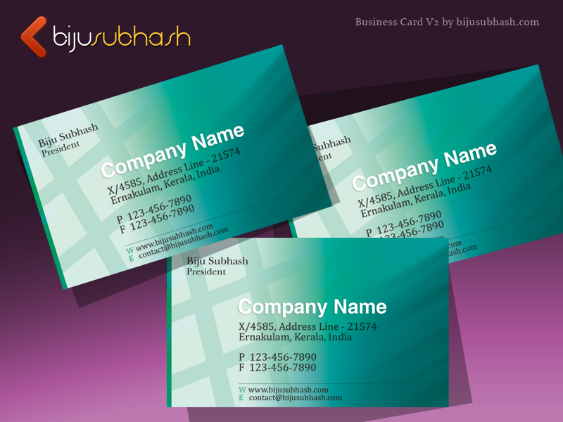 visiting card format. Green Abstract Business Card