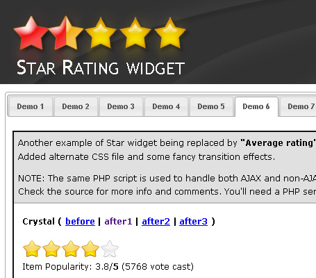 JQuery Star Rating Widget