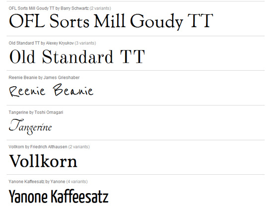 The Google Font Directory