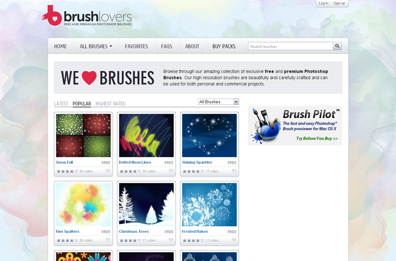 Free and Premium Photoshop Brushes from BrushLovers
