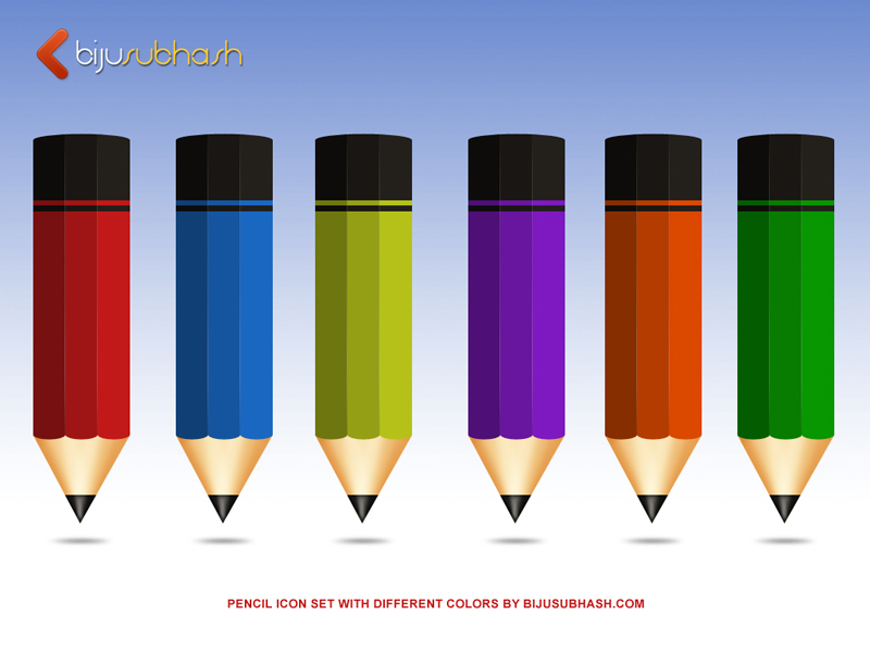 Pencil Icon Set with Different Colors