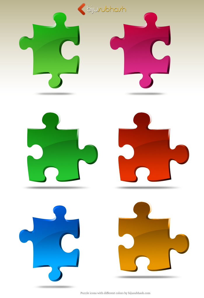 Puzzles Icons with Different Colors