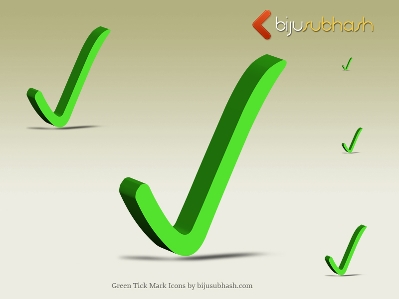Green 3D Tick Mark Icons